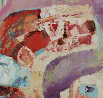Oil painting Big and small by Tatyana Shulyak in red, purple, cream hues