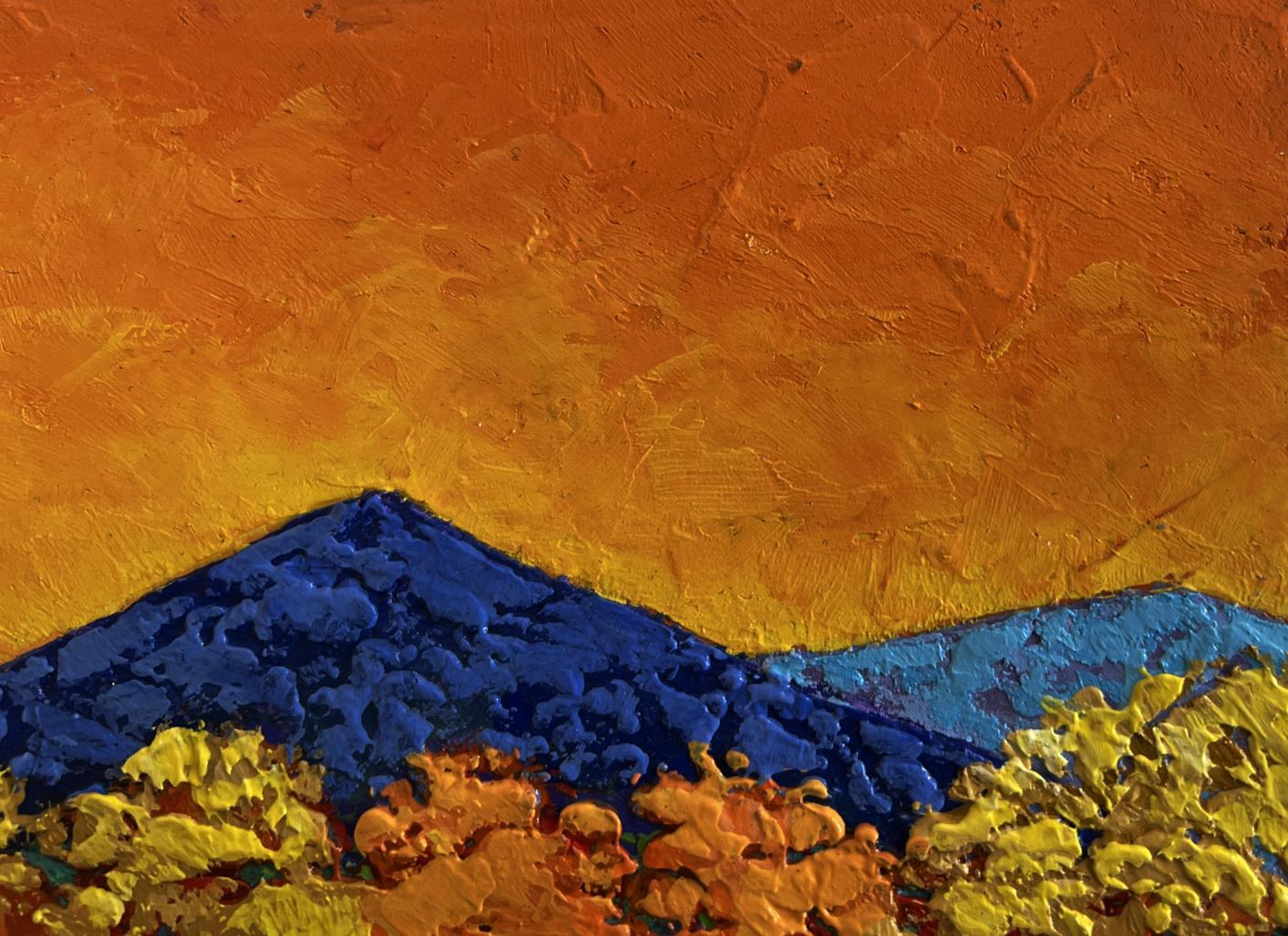 Vibrant oil painting Sunset colors over the peaks by V. Zadorozhnya