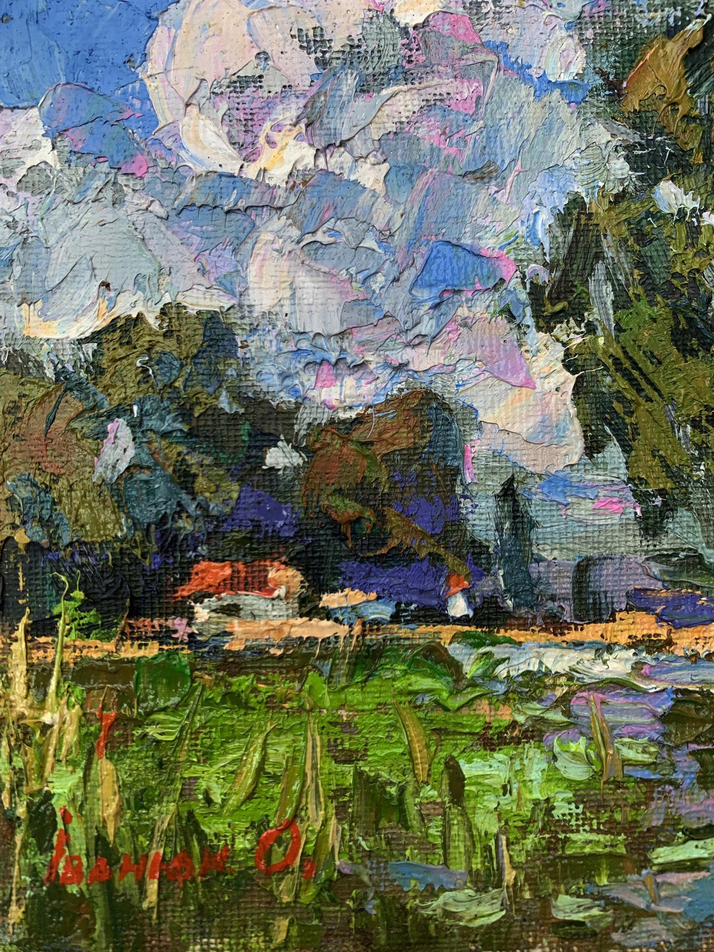 Vibrant impressionist oil painting by Ivanyuk Oleksiy of boating holidays landscape