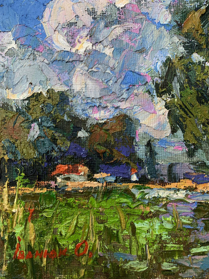 Vibrant impressionist oil painting by Ivanyuk Oleksiy of boating holidays landscape