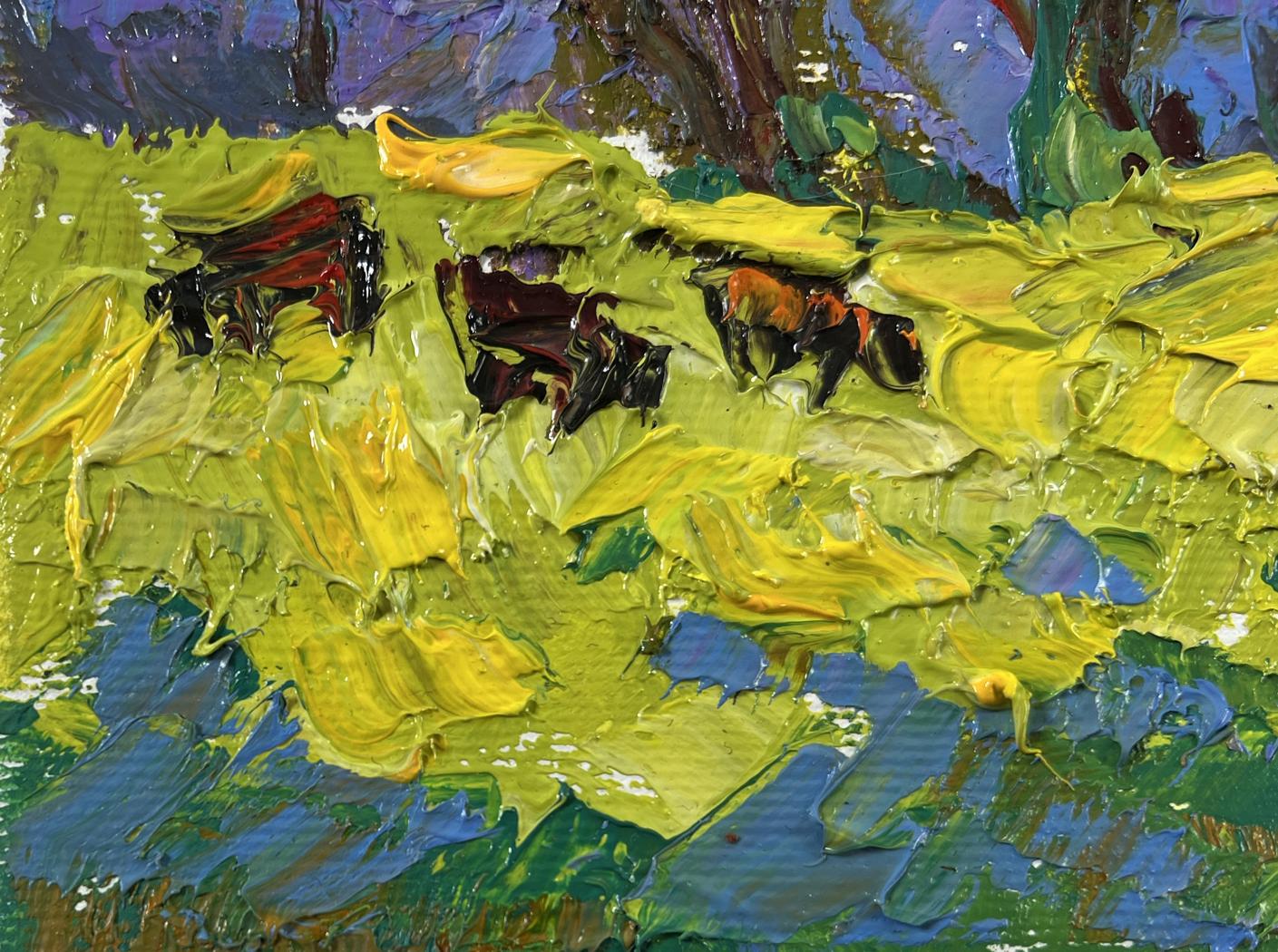 Vibrant Oleksiy Ivanyuk oil painting At the Source with bold green, yellow, blue strokes