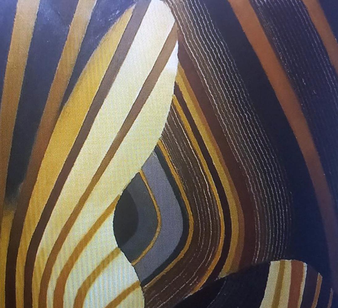 Oil painting Vibration by Alexander Strashevich with wavy gold stripes