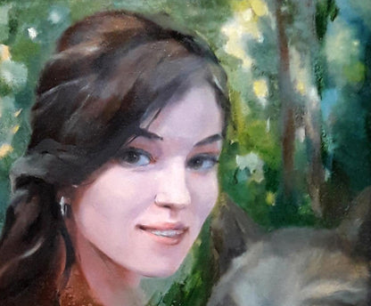 Oil painting portrait of woman by Vasily Korkishko