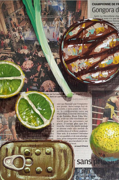 Acrylic painting Fish News in the Morning Olena Klimenko