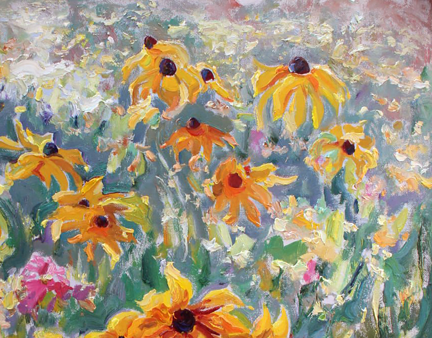 Vibrant yellow coneflowers by Leonid Pavlenko oil painting Bloom