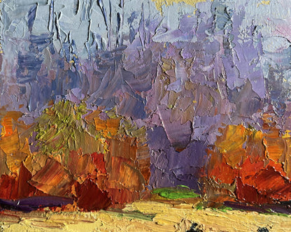 Oil painting Relaxing on a boat by Boris Serdyuk with purple orange green impasto