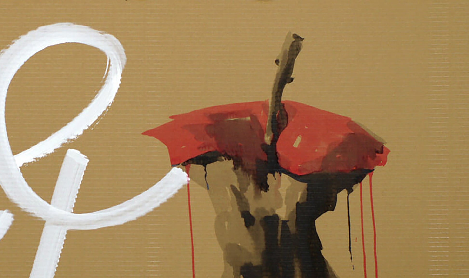 Stylized red apple acrylic painting First Apple by Dima Filatov