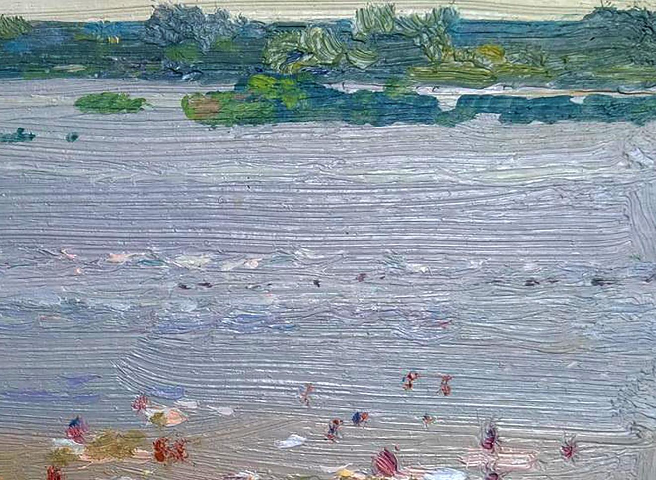Textured impressionist oil painting of City Beach by Yury Konovalov