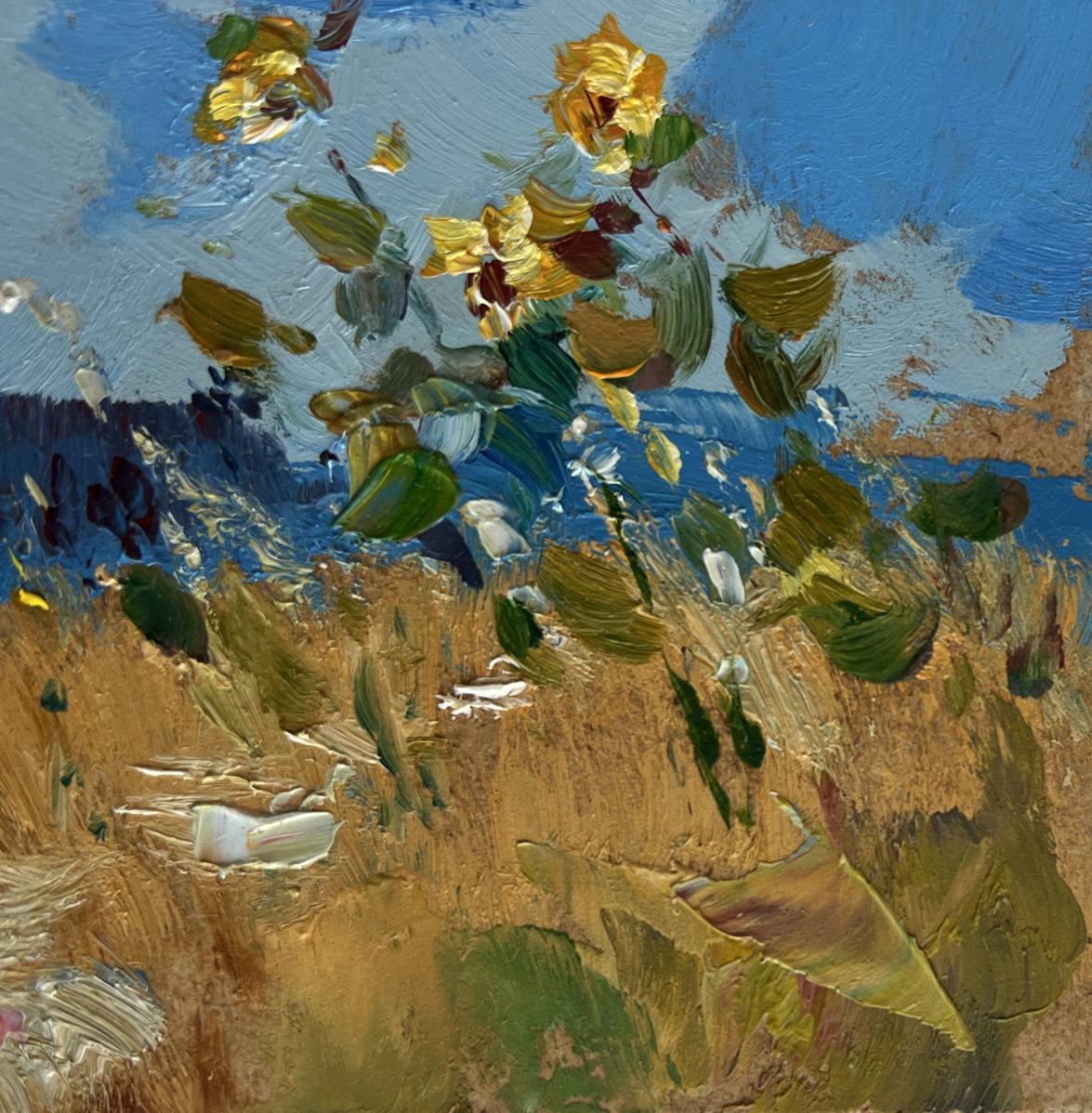 Oil painting of sunflowers reaching for the sky by Yuriy Suprunchuk