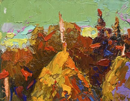Vibrant impressionist oil painting The sun is setting by Oleksiy Ivanyuk