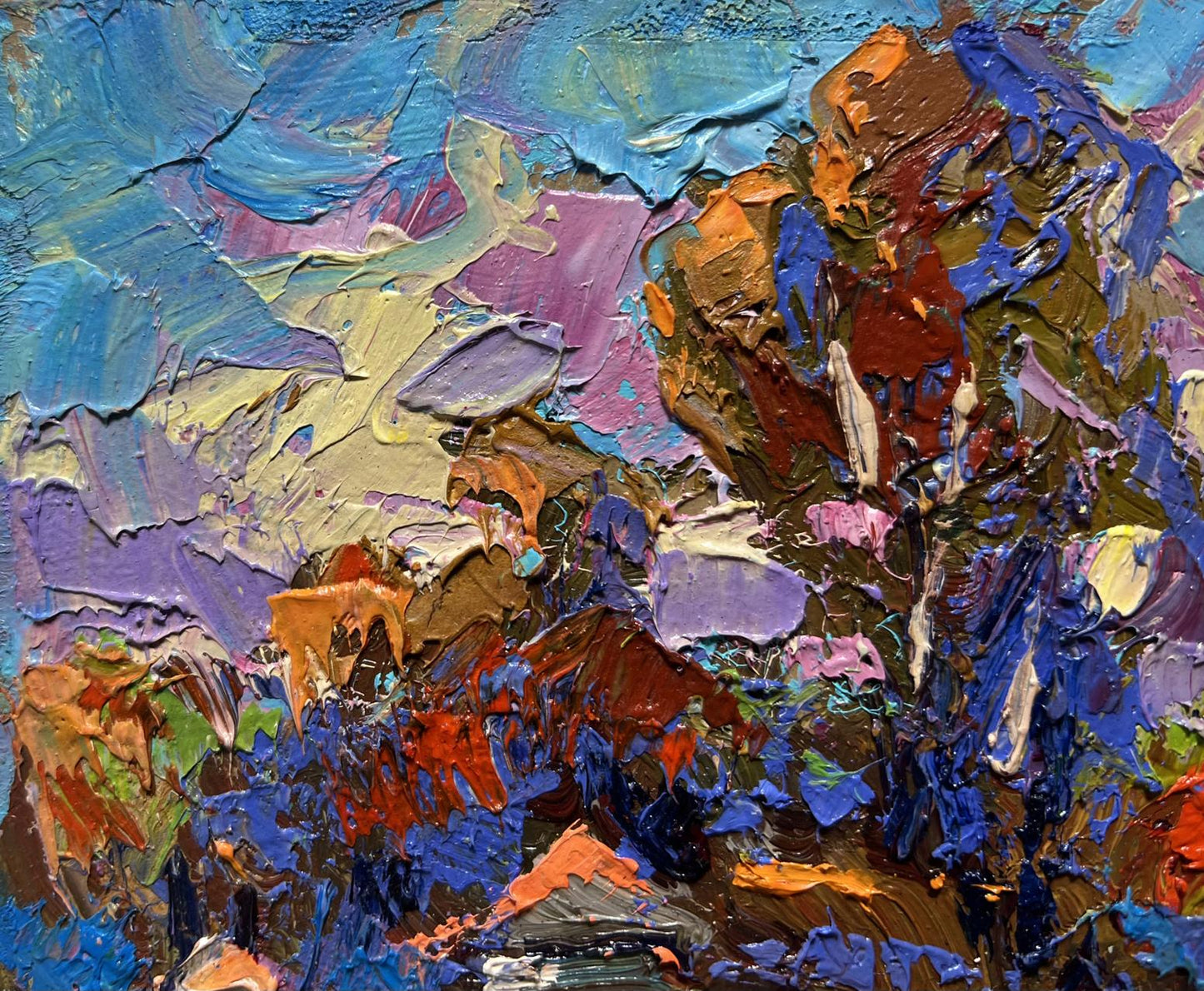 Vibrant oil painting Village freedom and relaxation by Oksana Ivanyuk