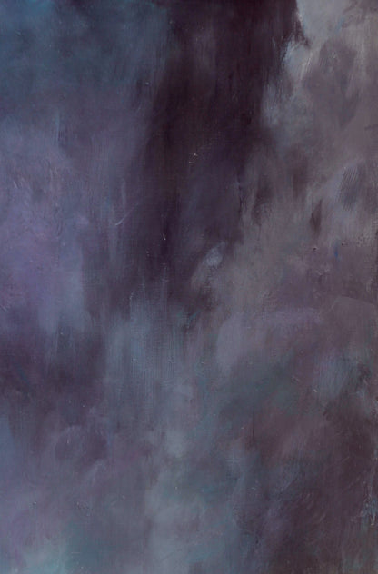 Abstract expressionist Oil painting Paradise Ed Potapenkov in purple gray teal