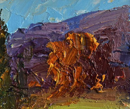 Oil painting Autumn road to the mountains by Boris Serdyuk