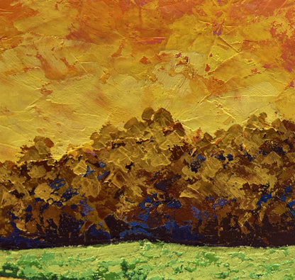 Oil painting Autumn evening in the field by V. Zadorozhnya