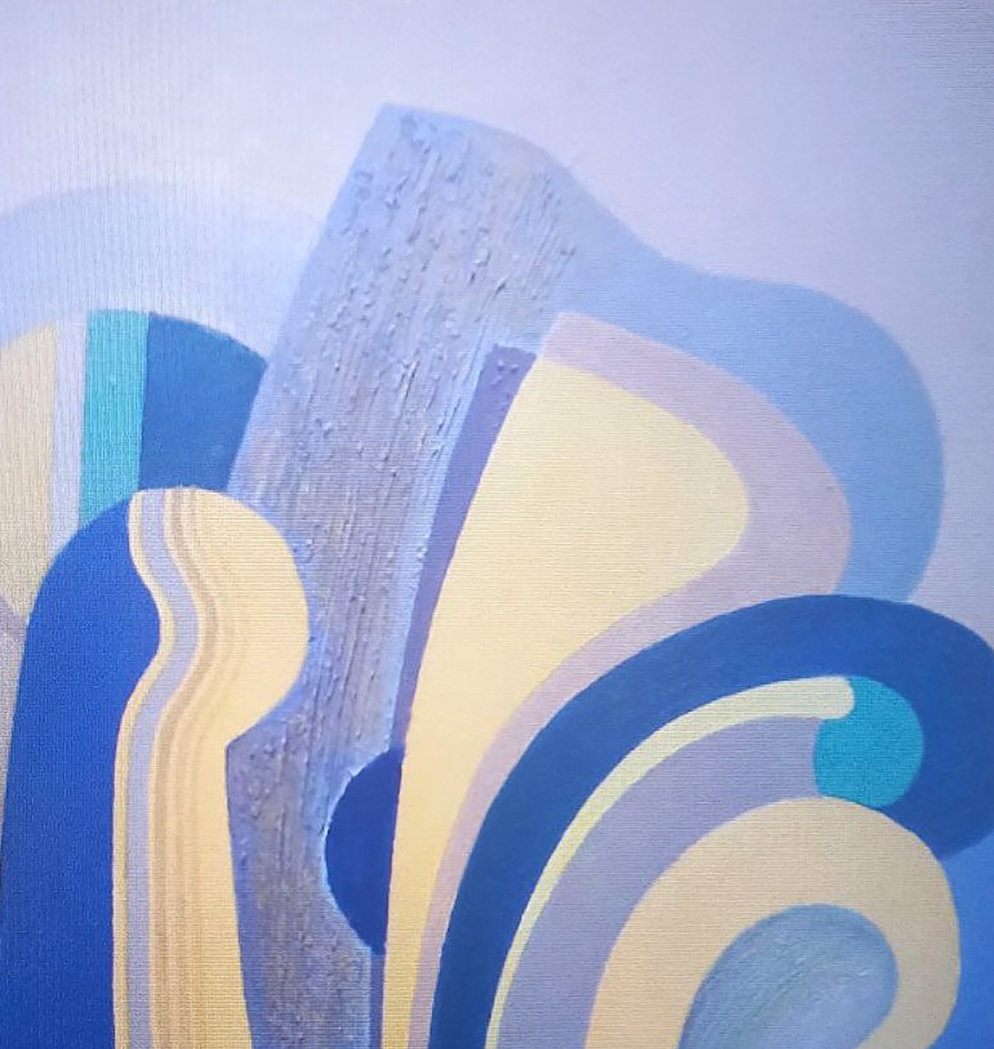 Oil painting Blue still life by Alexander Strashevich with bold geometric shapes