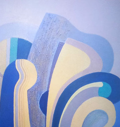 Oil painting Blue still life by Alexander Strashevich with bold geometric shapes