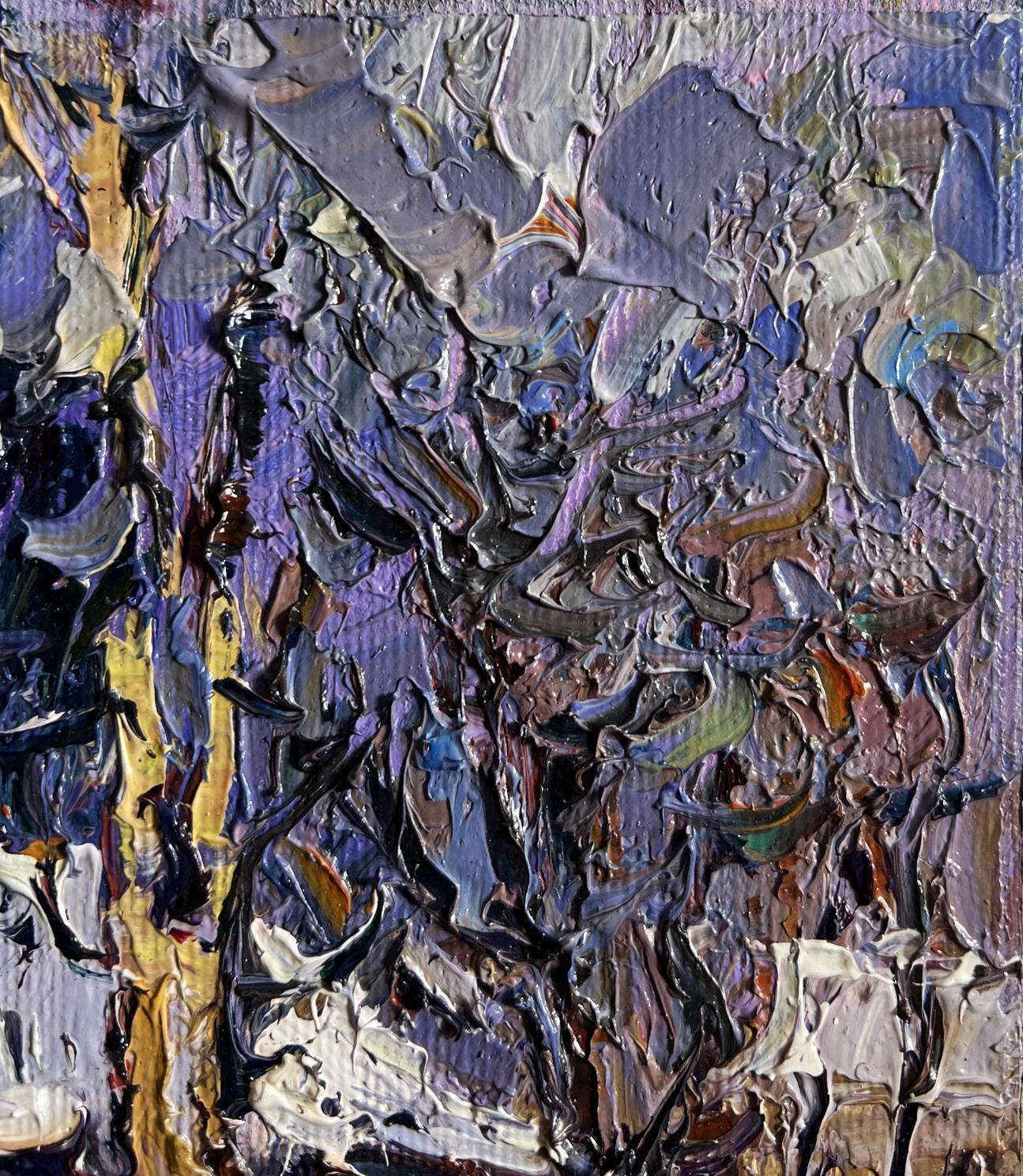 Abstract expressionist oil painting The winter night came quickly by Oksana Ivanyuk