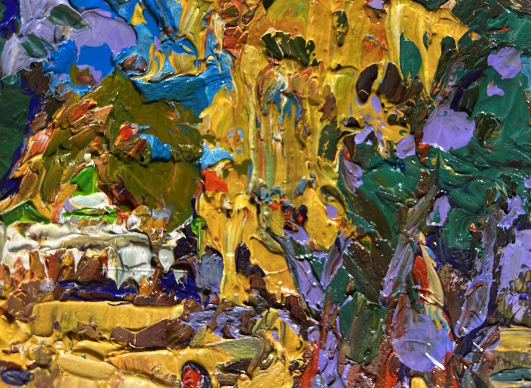 Vibrant impasto oil painting Alley in the autumn park by Oleksiy Ivanyuk