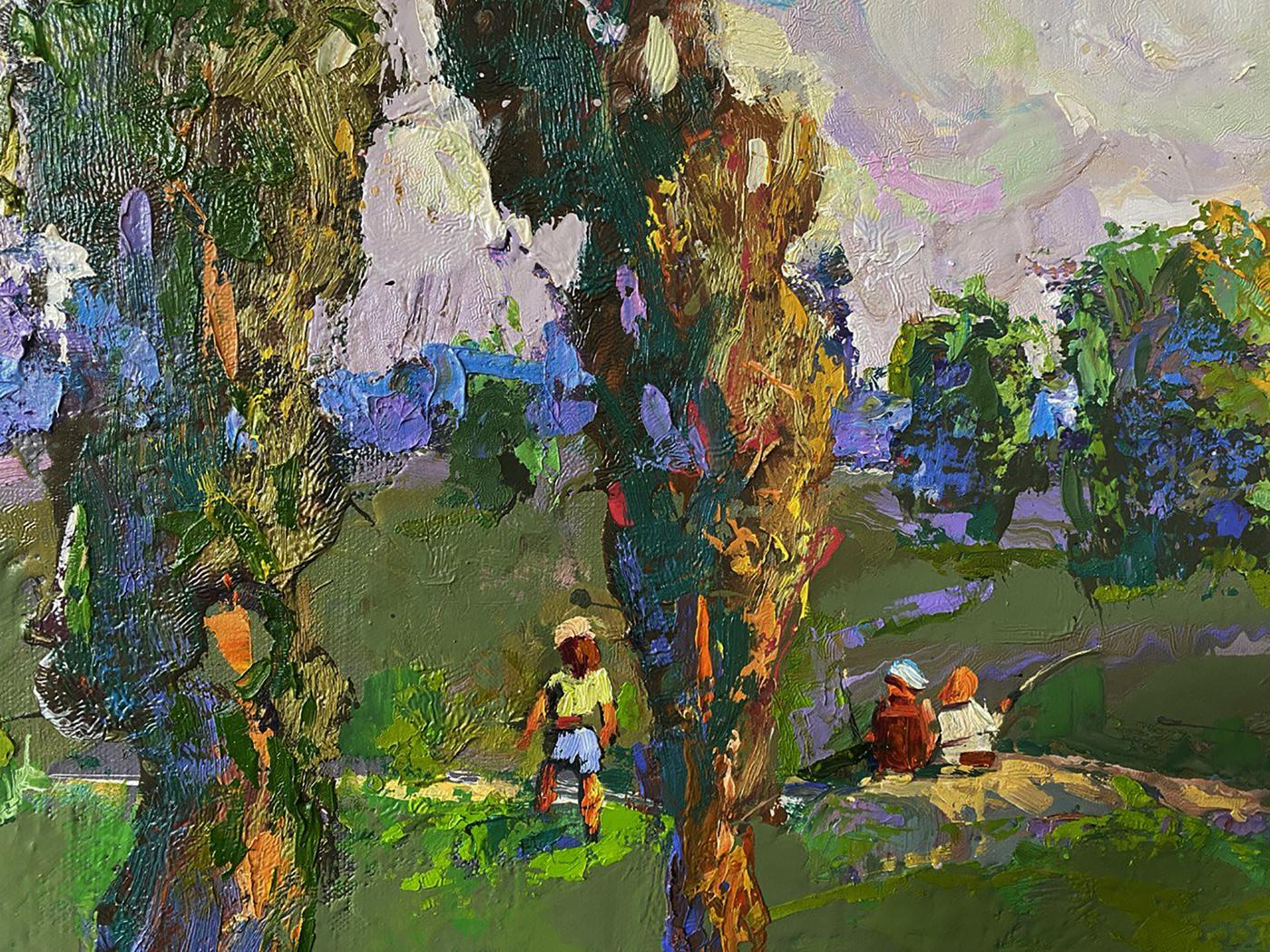 Vibrant Village Memories oil painting by Oleksiy Ivanyuk pastoral scene