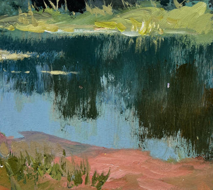Abstract oil painting Reflection of green forest by Yuriy Suprunchuk
