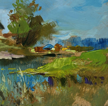 Vibrant impressionist oil painting by Yuriy Suprunchuk: Im sailing home on a boat