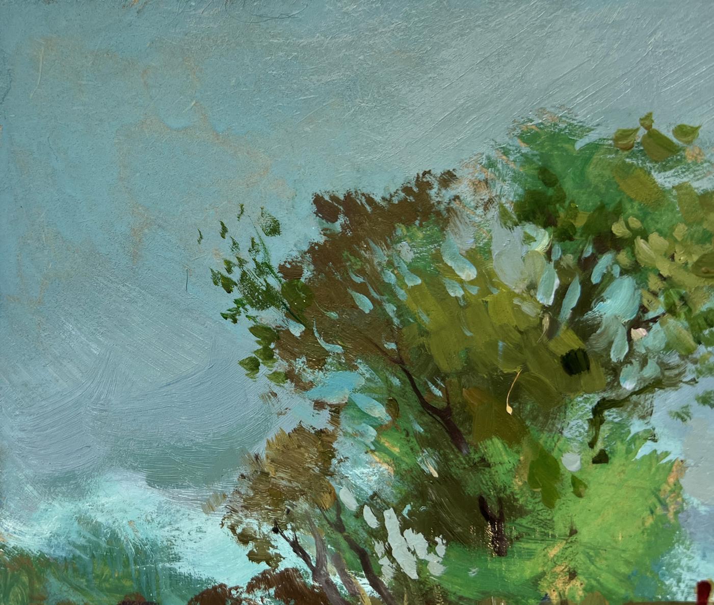 Textured impressionist oil painting of village tree by Yuriy Suprunchuk