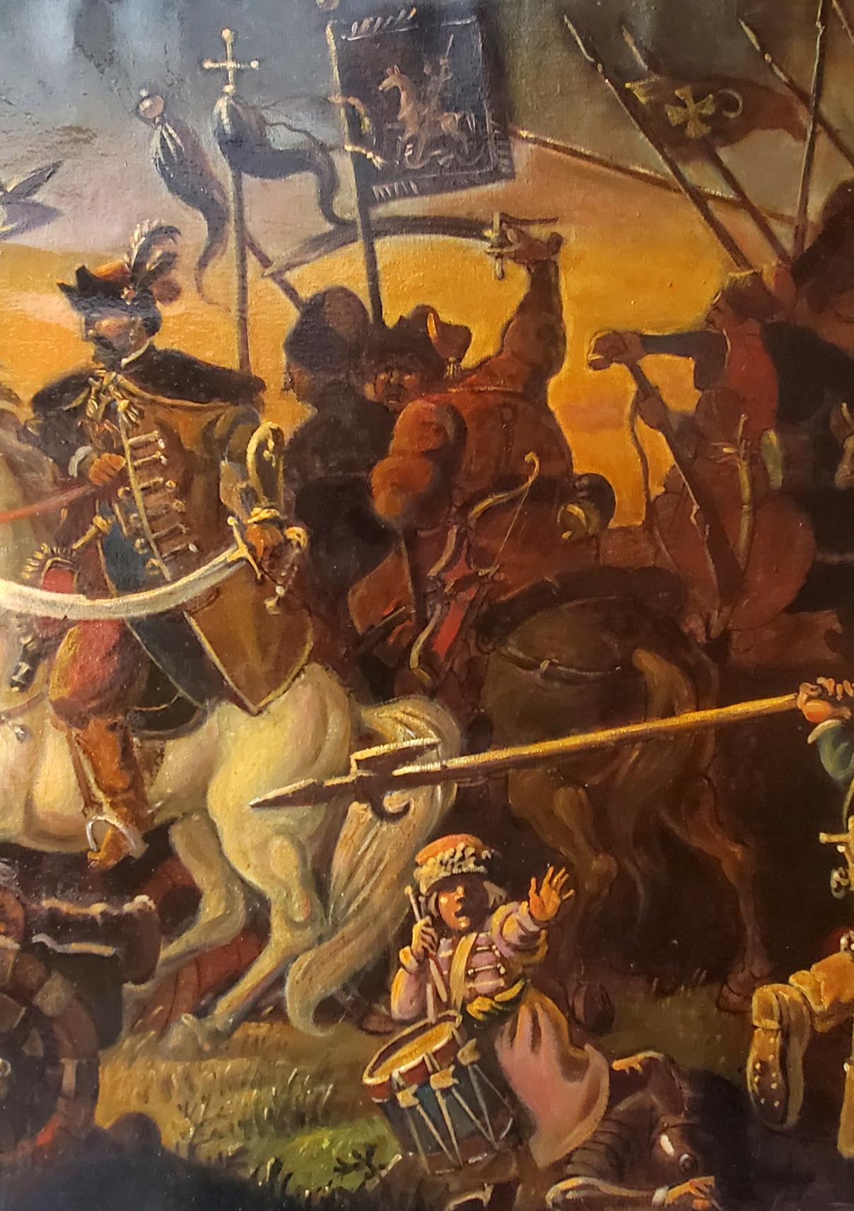 Oil painting of Zaporozhians battle with Poles by Daniil Litvinov