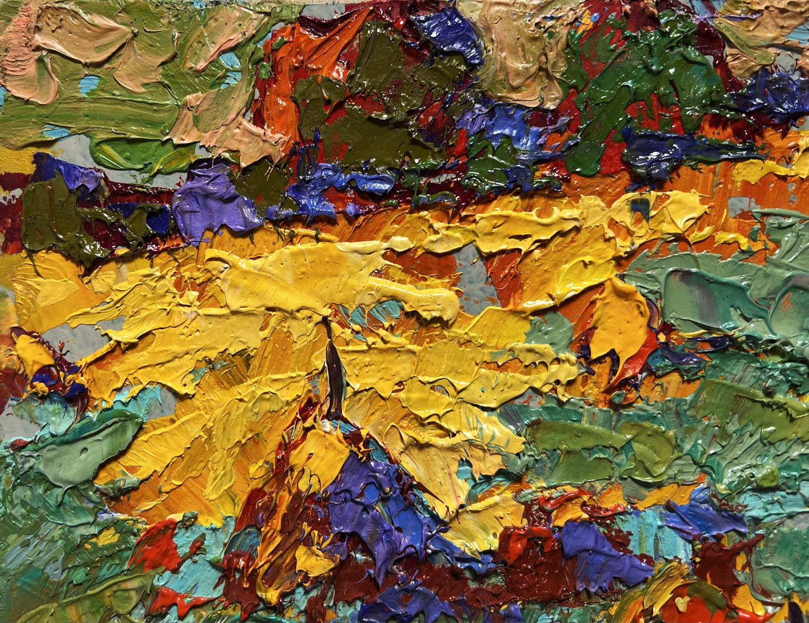 Vibrant textured oil painting The last ray of sunshine by Oleksiy Ivanyuk