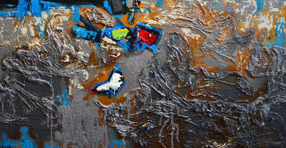 Oil painting At the River by Natalia Korf-Ivaniuk with impasto strokes