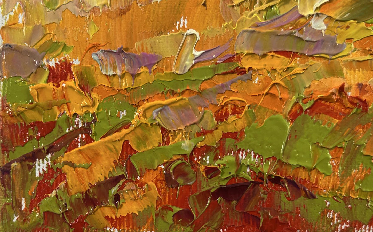 Vibrant impasto oil painting Mills outside the village by Oleksiy Ivanyuk