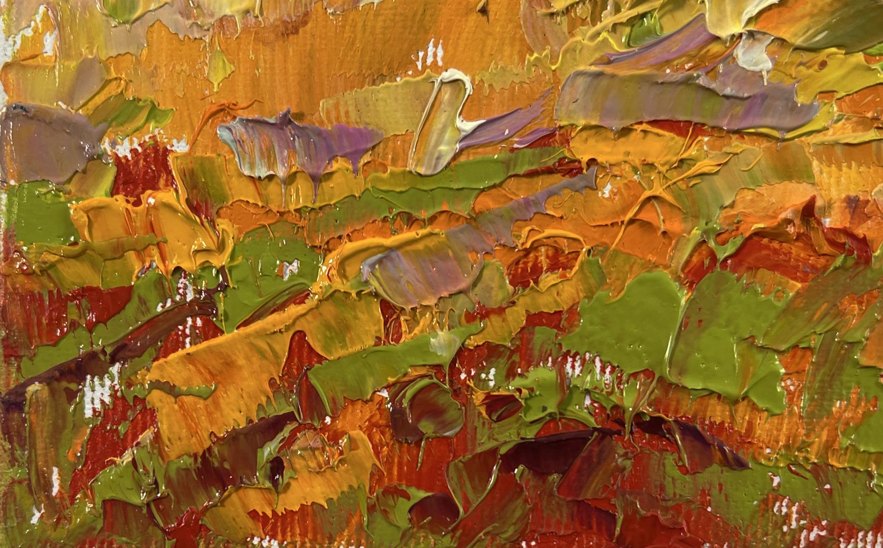 Vibrant impasto oil painting Mills outside the village by Oleksiy Ivanyuk