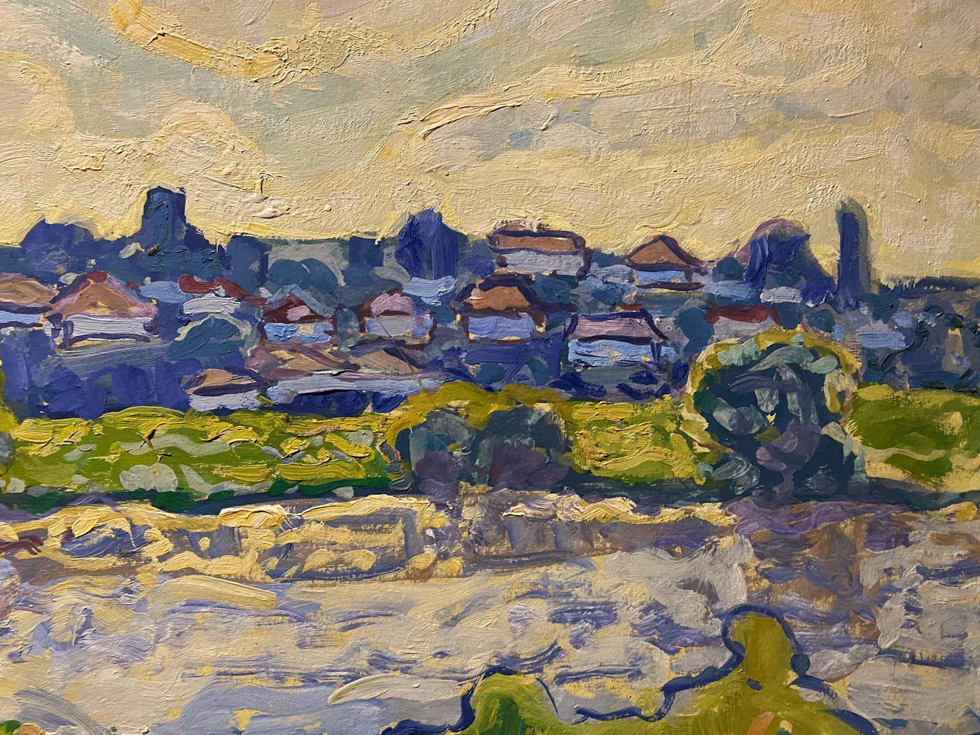 Impressionistic oil painting Morning in the village by Georgy Kolosovsky