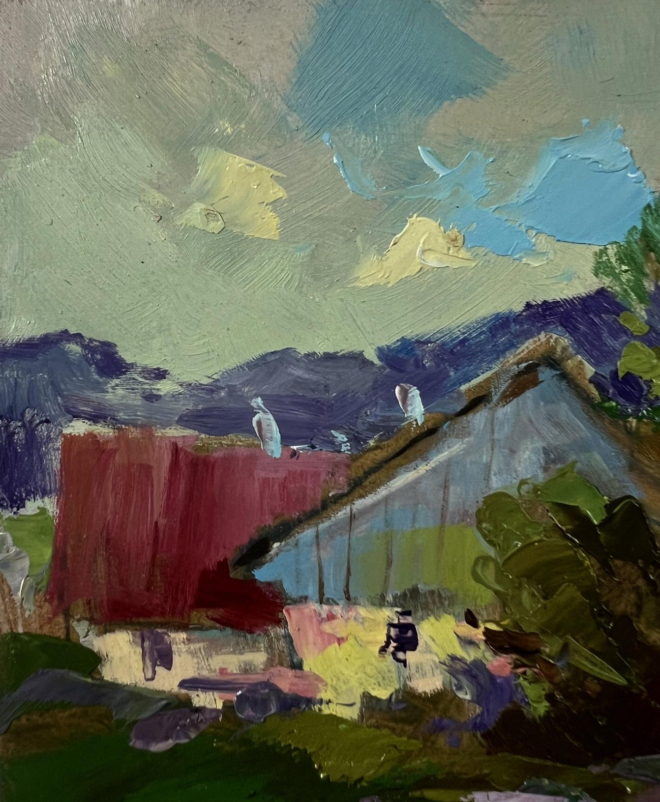 Oil painting The road to the village by Yuriy Suprunchuk vibrant impressionist scene