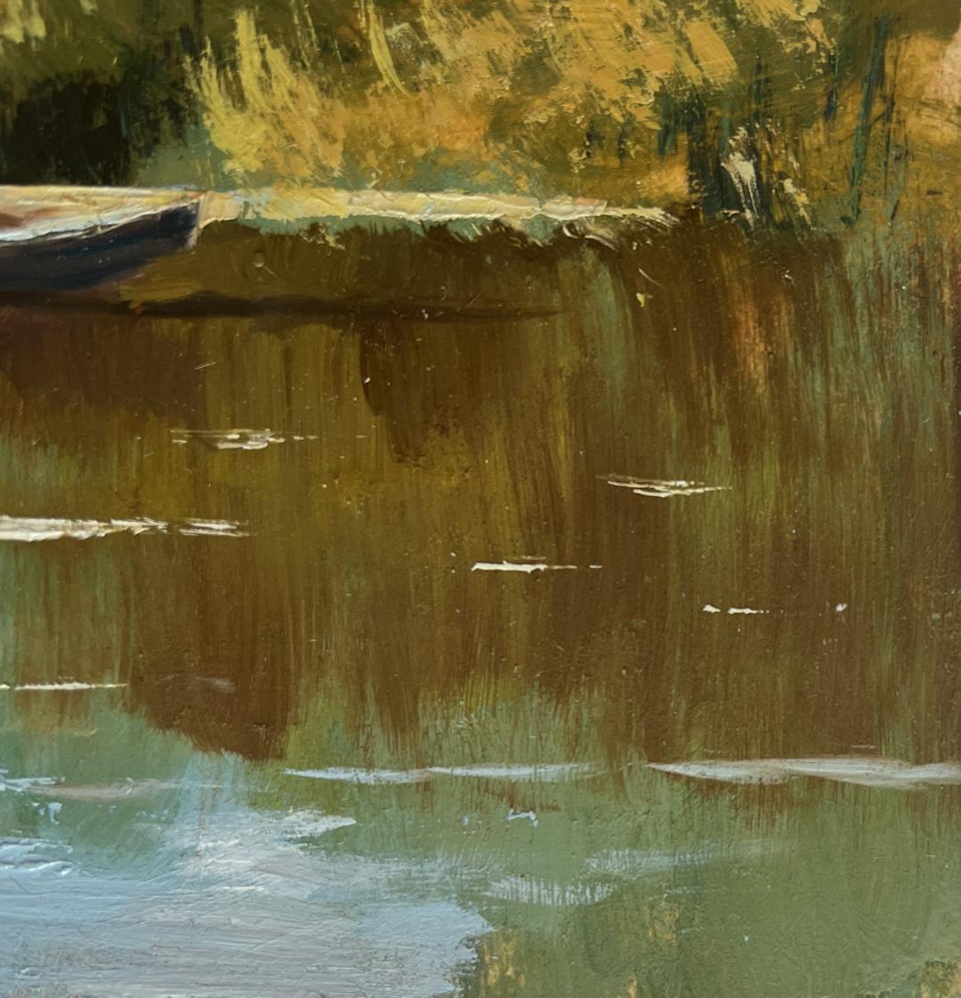 Oil painting Enjoying the natural silence by Yuriy Suprunchuk river scene
