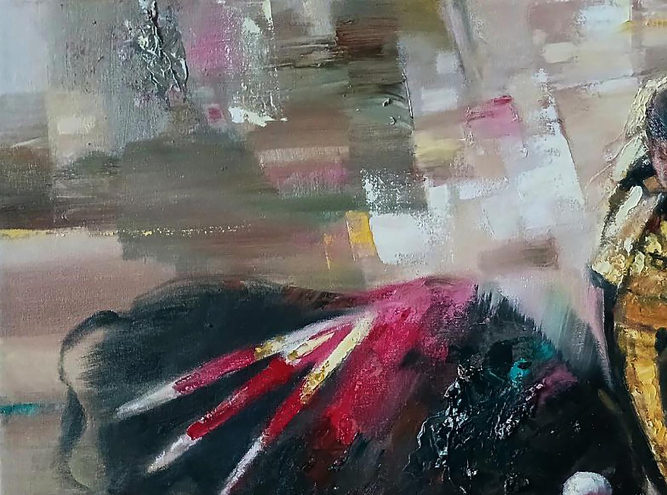Abstract oil painting of bull and man by Anatoly Tarabanov
