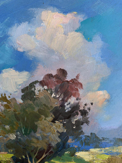 Vibrant impressionist oil painting by Yuriy Suprunchuk of lush tree in nature