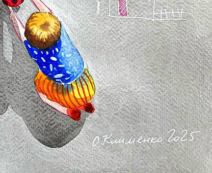 Watercolor painting Sunny Childhood Olena Klimenko