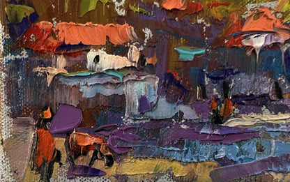 Vibrant Village after the Rain oil painting by Oksana Ivanyuk with impasto strokes