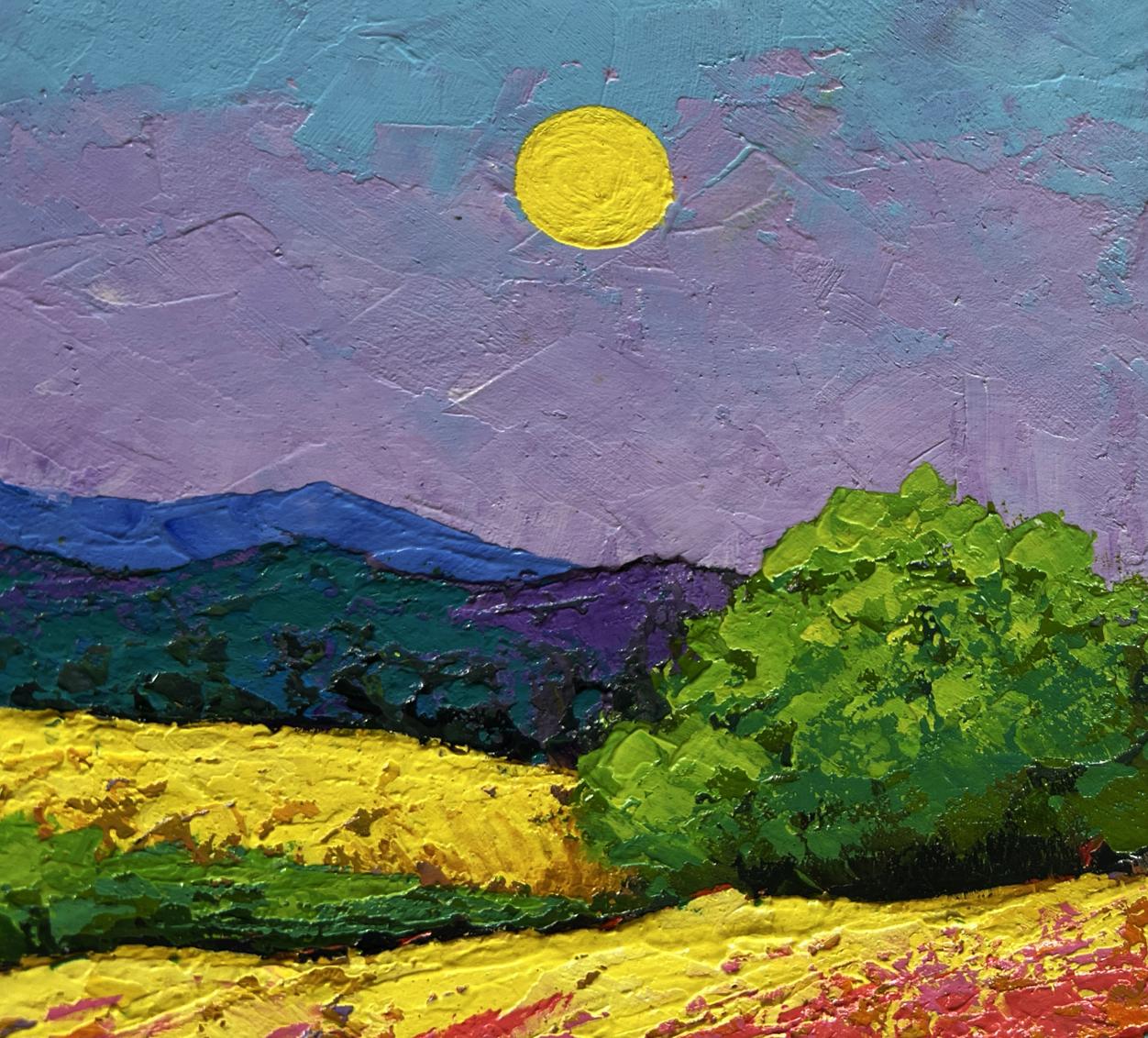 Vibrant impressionist oil painting At the foot of the mountains by V. Zadorozhnya