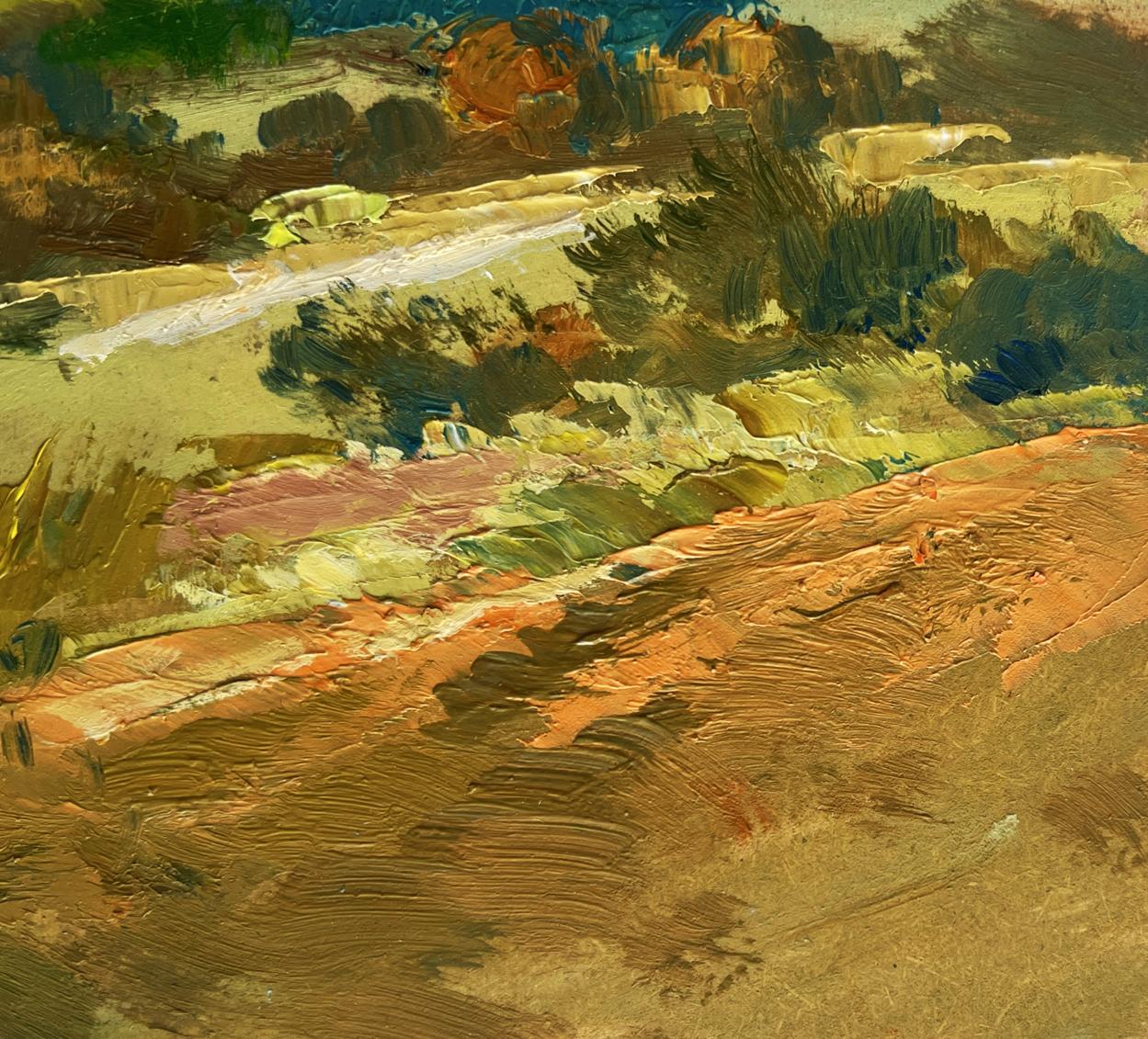 Impasto oil painting of green fields by Yuriy Suprunchuk