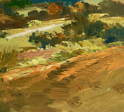 Impasto oil painting of green fields by Yuriy Suprunchuk