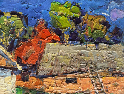 Vibrant impressionist oil painting Sunny day in the village by Oksana Ivanyuk