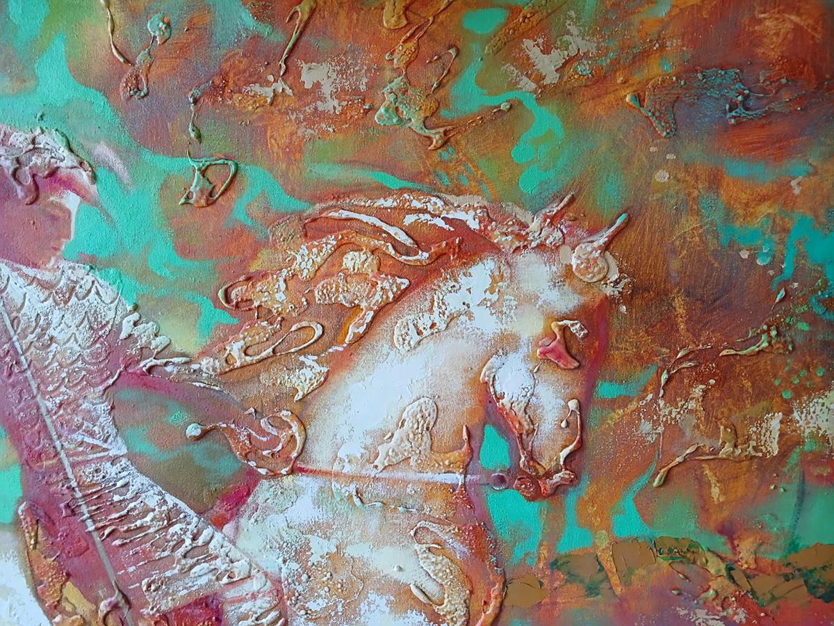 Abstract oil painting Warrior on horseback Anatoly Tarabanov