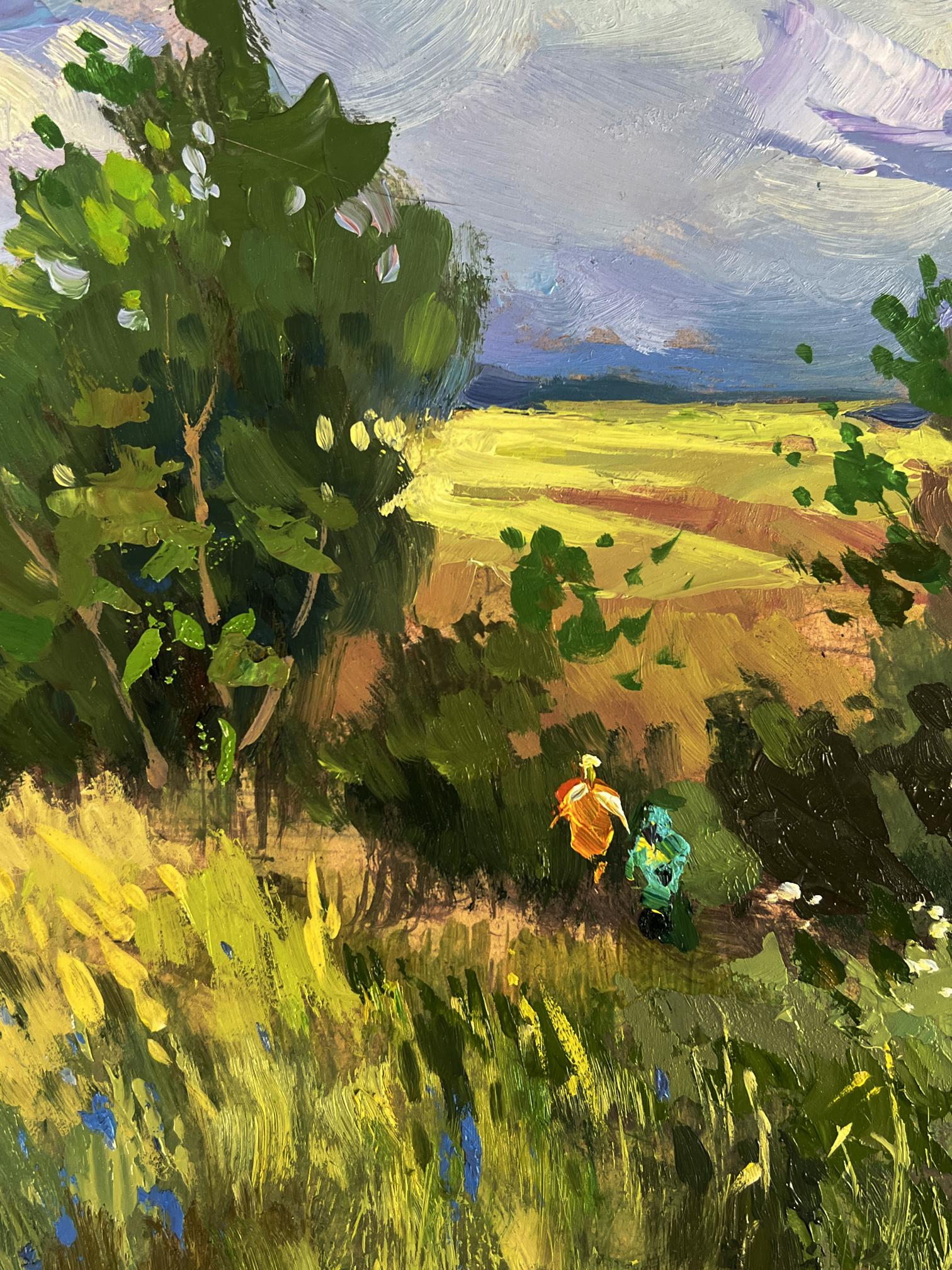 Vibrant impressionistic oil painting A walk through cloudy nature by Yuriy Suprunchuk