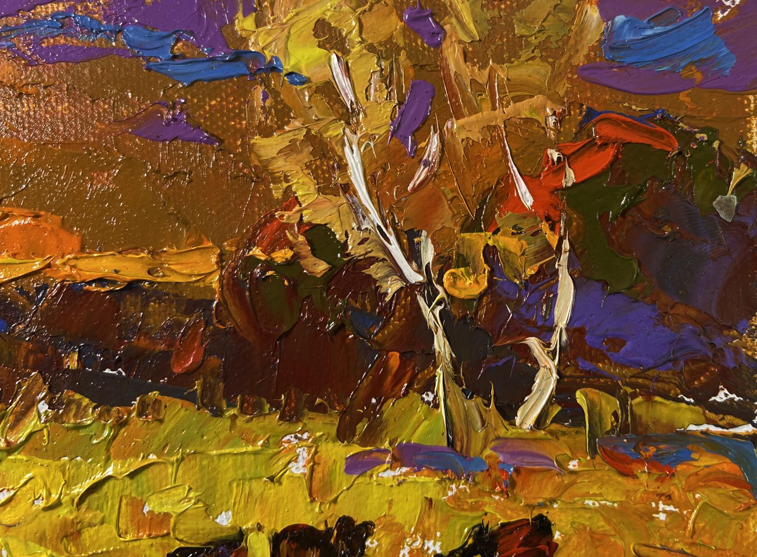 Vibrant impressionist oil painting Autumn and the last singing of birds by Oleksiy Ivanyuk