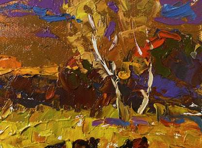 Vibrant impressionist oil painting Autumn and the last singing of birds by Oleksiy Ivanyuk