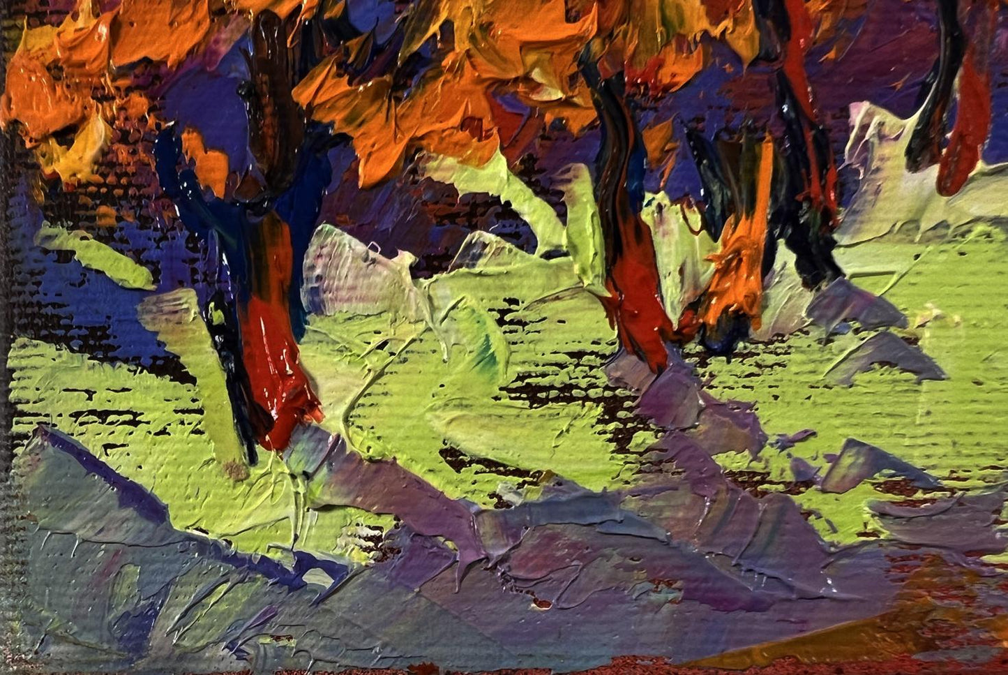 Vibrant impressionist oil painting Moonlight over the village by Oleksiy Ivanyuk