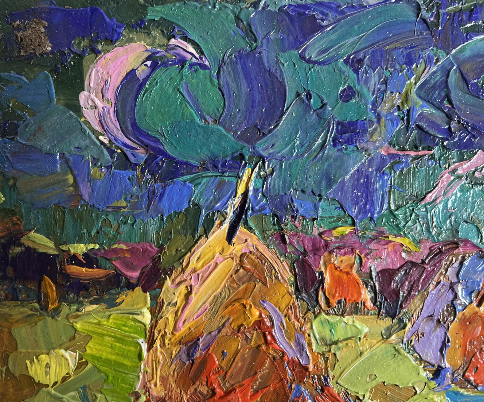 Vibrant oil painting Walking through the evening field by Oksana Ivanyuk