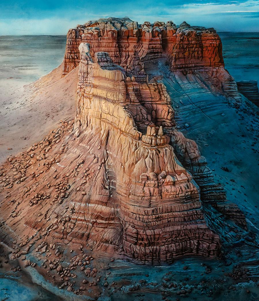 Acrylic painting Lonely Mountain in the Badlands Johannes Wessmark