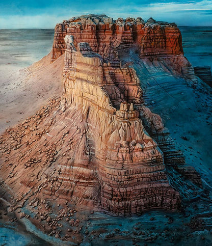 Acrylic painting Lonely Mountain in the Badlands Johannes Wessmark